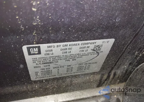 2013 Buick Encore Convenience from USA, damaged, VIN KL4CJBSB0DB057193